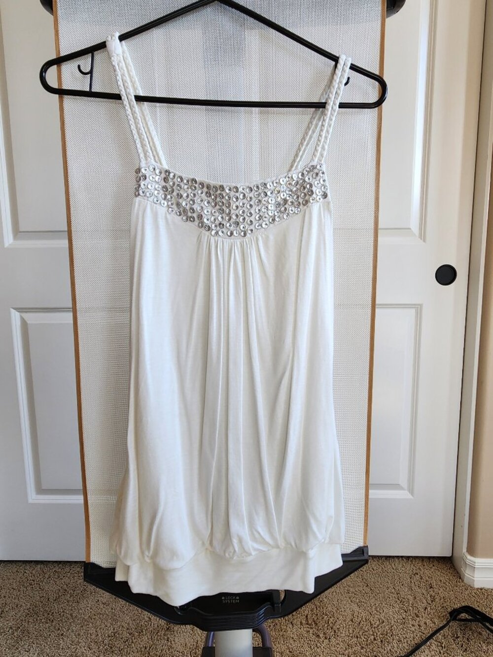 Twenty One Sequin Embellished Bubble Hem Camisole Tank Top - S
